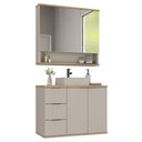 Ver imagem 3 de Conjunto de Banheiro Completo com Gabinete, Cuba e Espelheira 76cm York Bege/Nude
