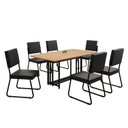 Ver imagem 2 de Conjunto Sala de Jantar Mesa 160x90cm Base Pérola Tampo MDF Napoli Preto/Cinamomo