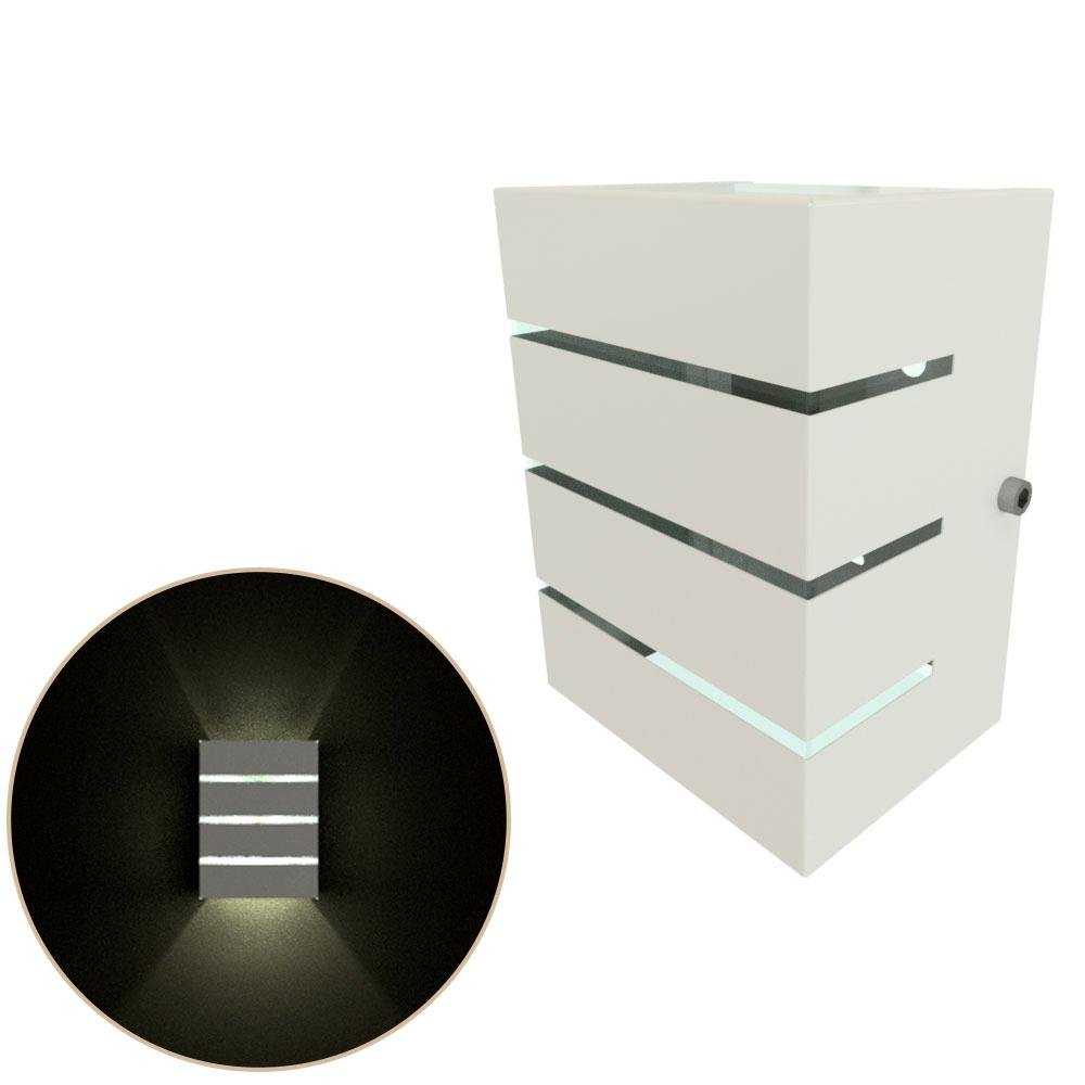 Kit 6 Arandelas Eco Retangular 3 Frisos 2 Focos Bivolt + 6 Lâmpadas E27 9W Mf130 - Mega Forte - 2