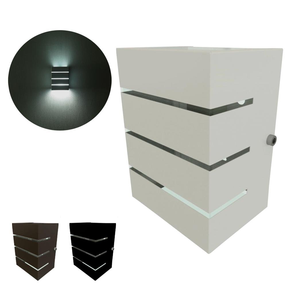 Kit 6 Arandelas Eco Retangular 3 Frisos 2 Focos Bivolt + 6 Lâmpadas E27 9W Mf130 - Mega Forte - 1