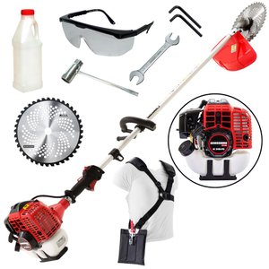 Roçadeira Lateral Plus Kawashima KW340T Motor 2T 34cc á Gasolina Com Haste e Lâmina de Vídia