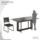 Ver imagem 5 de Conjunto Sala de Jantar Mesa 160x90cm Base Pérola Tampo MDF Laca com Vidro Napoli Preto/Grafite