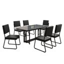 Ver imagem 2 de Conjunto Sala de Jantar Mesa 160x90cm Base Pérola Tampo MDF Laca com Vidro Napoli Preto/Grafite