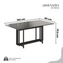 Ver imagem 3 de Conjunto Sala de Jantar Mesa 160x90cm Base Pérola Tampo MDF Laca com Vidro Napoli Preto/Grafite