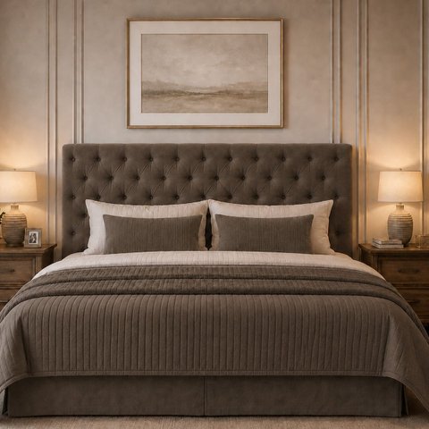 Cabeceira para Cama Casal Queen Estofada Captone 1,58 Mts Luna Vilajo: Suede Marrom