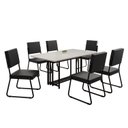 Ver imagem 2 de Conjunto Sala de Jantar Mesa 160x90cm Base Pérola Tampo MDF Laca com Vidro Napoli Preto/Off White