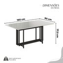 Ver imagem 3 de Conjunto Sala de Jantar Mesa 160x90cm Base Pérola Tampo MDF Laca com Vidro Napoli Preto/Off White