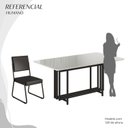 Ver imagem 5 de Conjunto Sala de Jantar Mesa 160x90cm Base Pérola Tampo MDF Laca com Vidro Napoli Preto/Off White