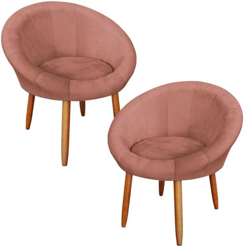 Kit 2 Poltronas Decorativa para Sala de Espera Recepção Resistente Escritório Tecido Veludo Luxo