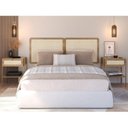 Ver imagem 1 de Conjunto Cabeceira Casal 160cm e 2 Mesas de Cabeceira 1 Gaveta Pé Metal Palhinha Oslo