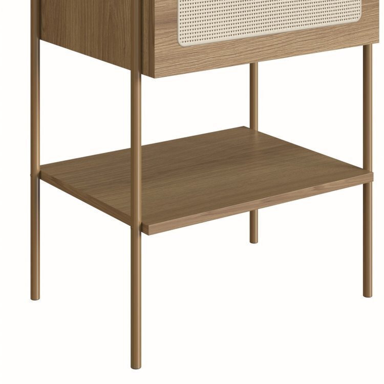 Conjunto Cabeceira Casal 160cm e 2 Mesas de Cabeceira 1 Gaveta Pé Metal Palhinha Oslo - 11
