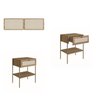 Conjunto Cabeceira Casal 160cm e 2 Mesas de Cabeceira 1 Gaveta Pé Metal Palhinha Oslo - 2