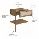 Ver mais imagens de Conjunto Cabeceira Casal 160cm e 2 Mesas de Cabeceira 1 Gaveta Pé Metal Palhinha Oslo Bege
