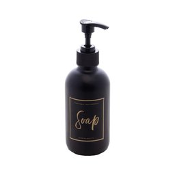 Porta Sabonete Líquido de Vidro Fosco com Pump de Plástico Preto 250ml - Lyor - 1