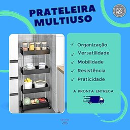 Prateleira Multiuso 4 Andares Estante Rodinhas Facil Montar Cor:cinza - 2