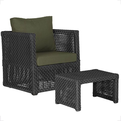 Mesa Centro e 1 Poltrona Madri Corda Náutica Estofado 13 Trama Original