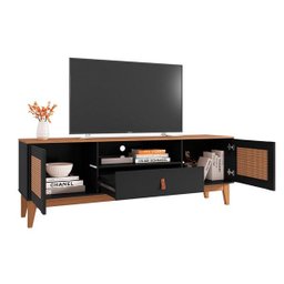 Rack Sala Esmeralda para Tv até 60 Polegadas Pés em Madeira - Preto/noce - 2