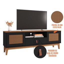 Rack Sala Esmeralda para Tv até 60 Polegadas Pés em Madeira - Preto/noce - 3