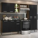 Ver imagem 6 de Cozinha Compacta C/ 2 Leds 3 Pçs Pequim Multimóveis V3412 Nogueira/Preta Nogueira/Preto