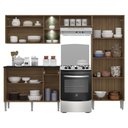 Ver imagem 3 de Cozinha Compacta C/ 2 Leds 3 Pçs Pequim Multimóveis V3412 Nogueira/Preta Nogueira/Preto
