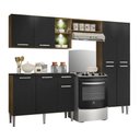 Ver imagem 1 de Cozinha Compacta C/ 2 Leds 3 Pçs Pequim Multimóveis V3412 Nogueira/Preta Nogueira/Preto