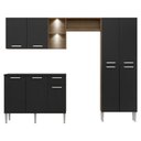Ver imagem 2 de Cozinha Compacta C/ 2 Leds 3 Pçs Pequim Multimóveis V3412 Nogueira/Preta Nogueira/Preto