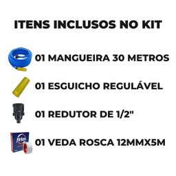 Mangueira De Jardim 30m Metros Reforçada Chata Antitorção + Fita Veda Rosca | Ledmang - 2