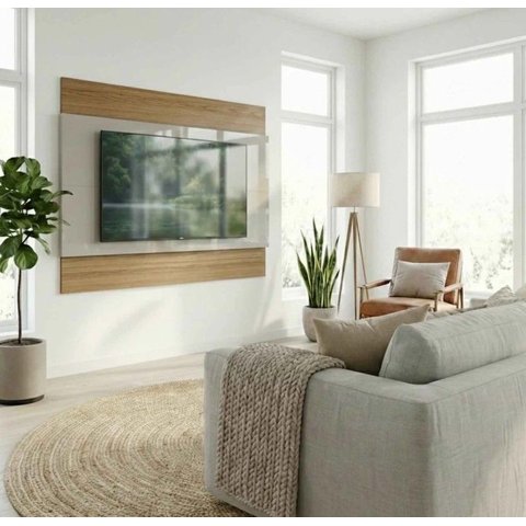 Painel para Tvs até 75 Polegadas New Lincoln 195cm Freijó com Grigio Gloss