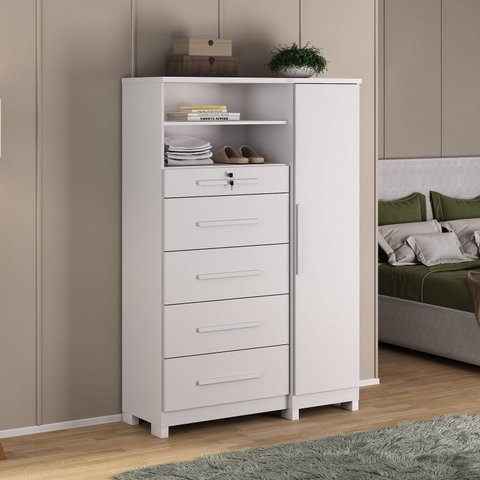 Cômoda Sapateira Imperial 1 Porta 5 Gavetas Branco