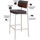 Ver imagem 4 de Kit 04 Banquetas Alta Bar Cozinha Sala de Jantar Aço Branco Kaira C01 Linho Preto Courino Whisky - L