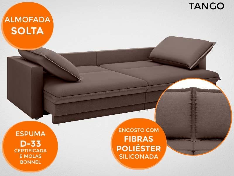 Sofá Tango 2,60M Sem Caixa, Retrátil e Reclinável Velosuede Chocolate - Netsofás - 4