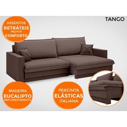 Sofá Tango 2,60M Sem Caixa, Retrátil e Reclinável Velosuede Chocolate - Netsofás - 5