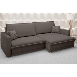 Sofá Tango 2,60M Sem Caixa, Retrátil e Reclinável Velosuede Chocolate - Netsofás - 1