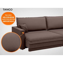 Sofá Tango 2,60M Sem Caixa, Retrátil e Reclinável Velosuede Chocolate - Netsofás - 6