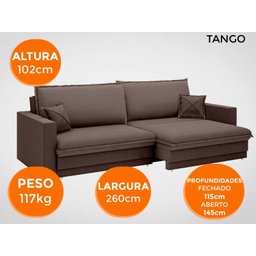 Sofá Tango 2,60M Sem Caixa, Retrátil e Reclinável Velosuede Chocolate - Netsofás - 7