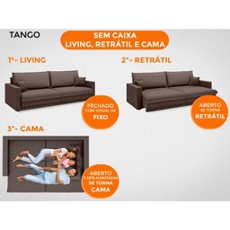 Sofá Tango 2,60M Sem Caixa, Retrátil e Reclinável Velosuede Chocolate - Netsofás - 2