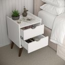 Ver imagem 2 de Mesa de Cabeceira 2 Gavetas para Quarto Retro:branco