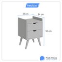 Ver imagem 3 de Mesa de Cabeceira 2 Gavetas para Quarto Retro:branco