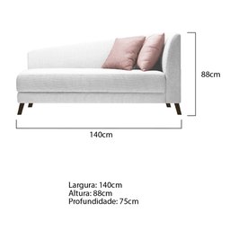 Recamier Heitor 140cm com Almofada Lado Esquerdo Suede - Amarena Móveis - 2