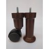 Kit 01 - 5x2 de Pés Fixos e Rodízios para Cama Box Colchão Casal Cor Café - 5