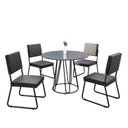 Ver imagem 2 de Conjunto Sala de Jantar Mesa Redonda 100cm Base Omega Tampo MDF Laca com Vidro Napoli Preto