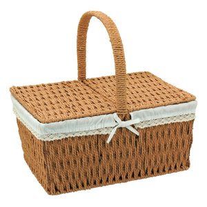 Cesta Piquenique Fibra 38x40x19cm Natural Decorativa Organizadora