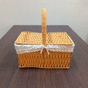 Ver imagem 2 de Cesta Piquenique Fibra 38x40x19cm Natural Decorativa Organizadora
