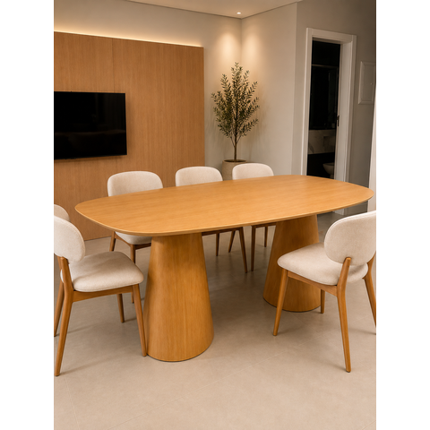Mesa de Jantar Orgânica Essenza Duocone 210x120cm - Carvalho Avenna
