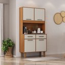 Ver imagem 1 de Kit Pop Plus - Armario para Cozinha MDP 4 Portas 2 Gavetas Bege/Cinamomo/Areia