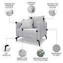 Ver imagem 3 de Poltrona para Sala Pés de Metal Vecchia S06 Linho Grigio - Mpozenato