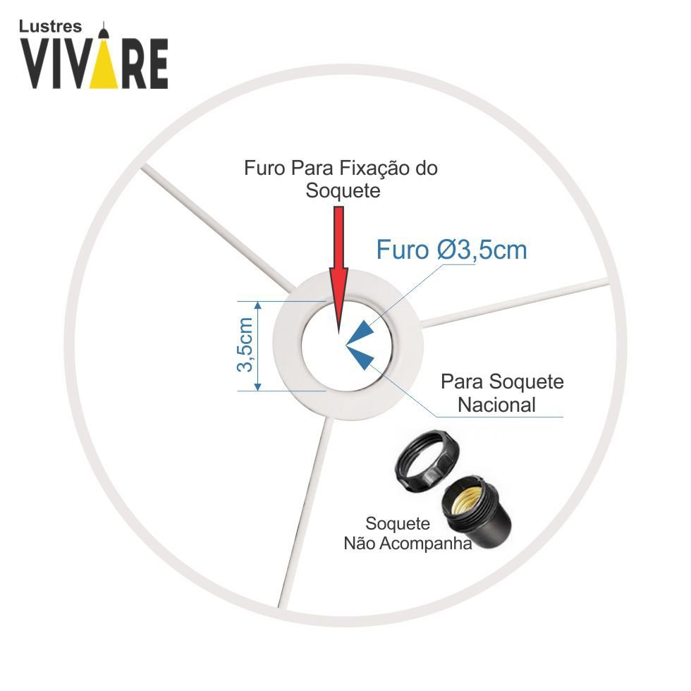 Cúpula Abajur e Luminária em Tecido Cilíndrica Vivare Cp-7027 Ø55x30cm - Bocal Nacional - Vermelho - 2