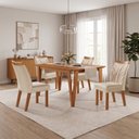 Ver imagem 1 de Conjunto Sala de Jantar Mesa Elos 1,20x0,80 Tampo Amadeirado 4 Cadeiras Veneza New Cinamomo Yescasa