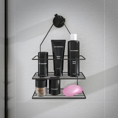 Porta Produtos para Banheiro 2 Divisórias Preto