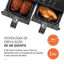 Fritadeira Elétrica sem Óleo Air Fryer Mondial Afd-01-bi 8l Digital com Cesto Duplo - 6